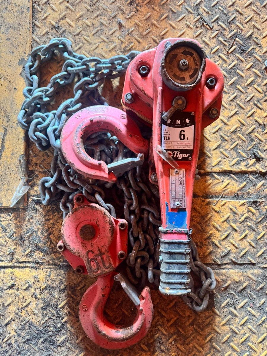 Tiger TLH 6 Ton 6000kg Lever Chain Hoist 3m Ratchet Pull Lift – Untested